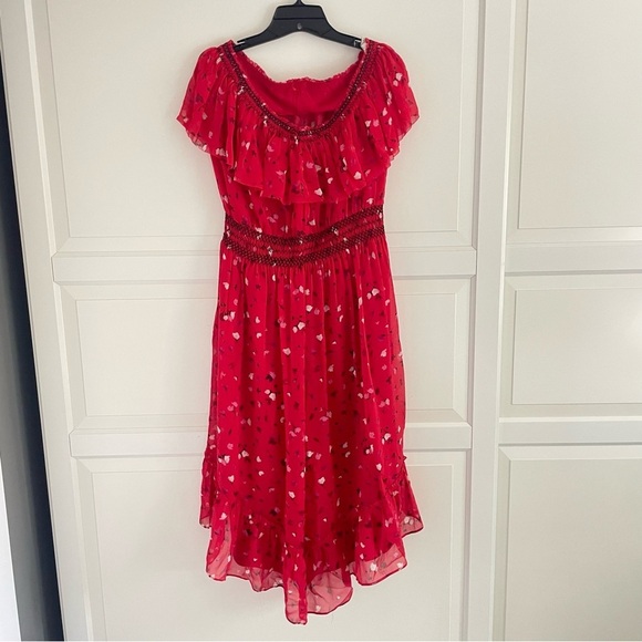 Joie Hafsa Fiesta one shoulder red midi dress 26565 - Picture 3 of 11